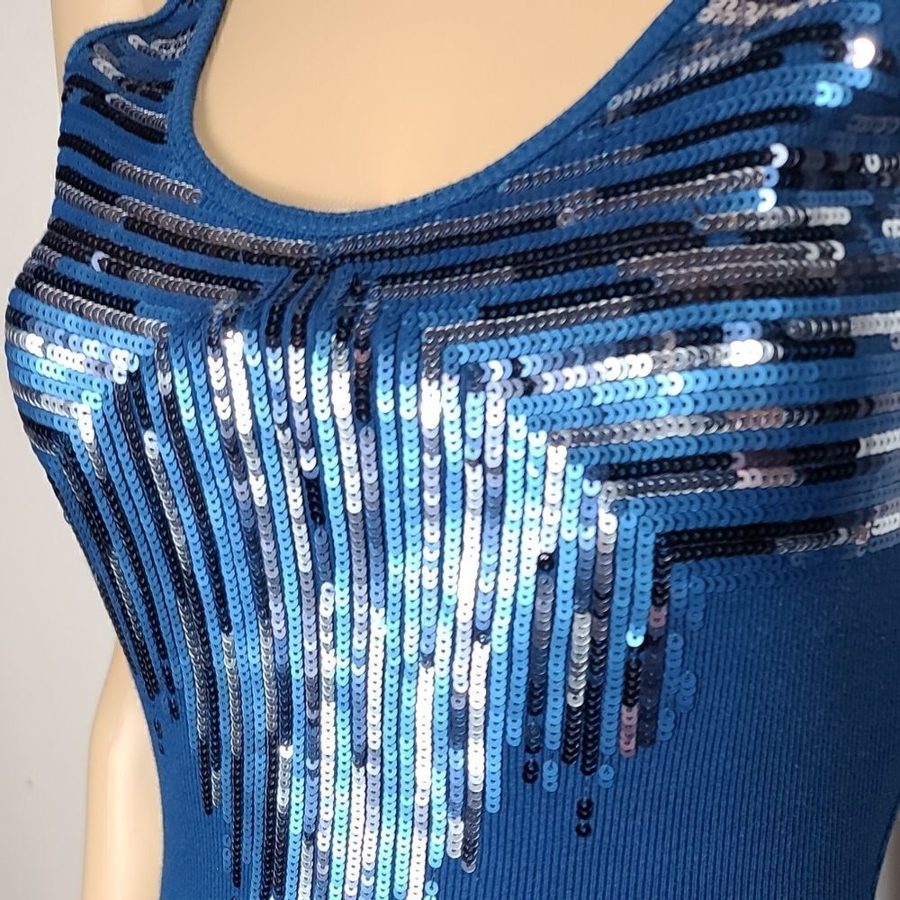 Express  Blue Sequence Tank Top - Picture 5 of 12